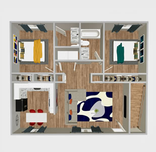 HPA - Two Bedroom / One and 1/2 Bath - 1,020 Sq. Ft.*